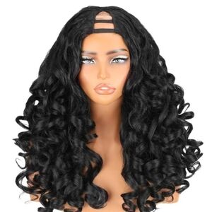 Curly V Part Wig/U Part Half Wig for Glueless Heat Resistant 22" Natural Black